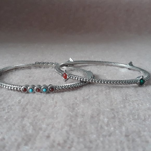 Pair of RJ Graziano CN Stacking Bracelets, Silver w/Coloured Stones - Picture 1 of 6